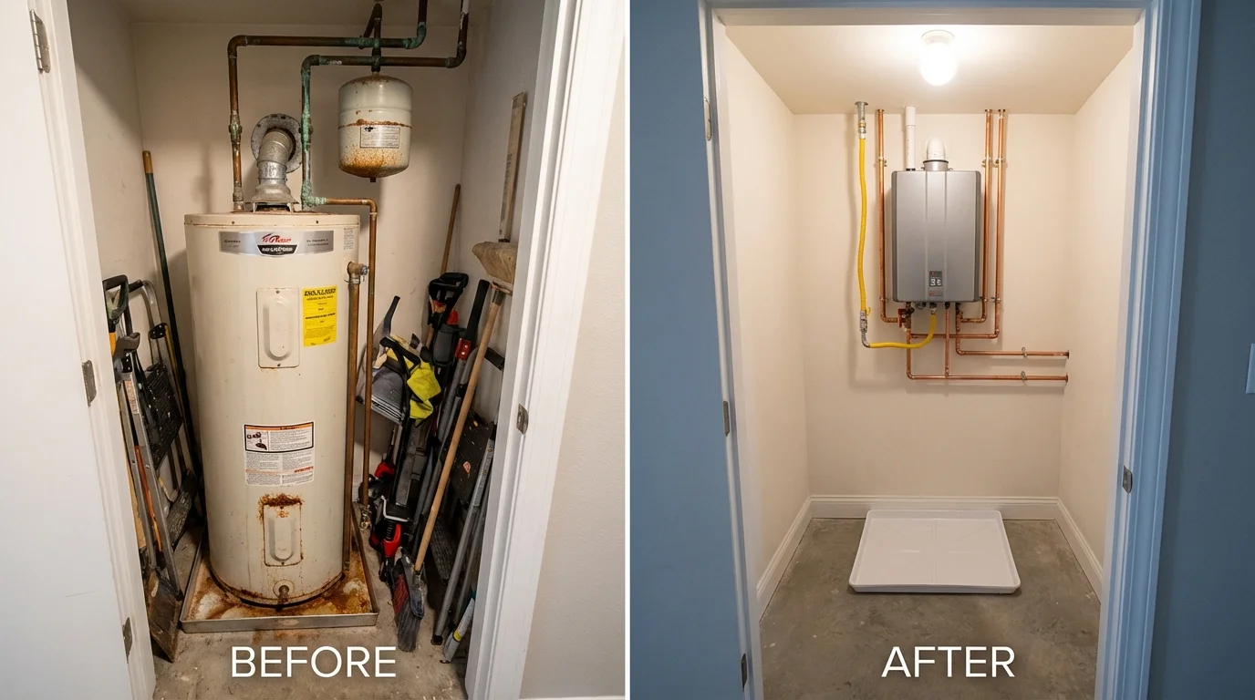 Tank water heater versus wall-mounted tankless unit comparison for Graham, WA homeowners