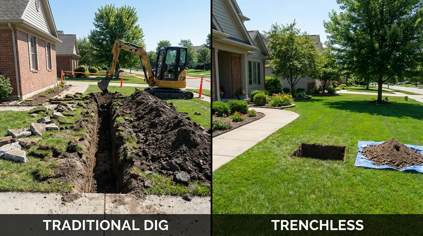 Trenchless sewer repair with minimal yard damage versus traditional excavation in Graham, WA